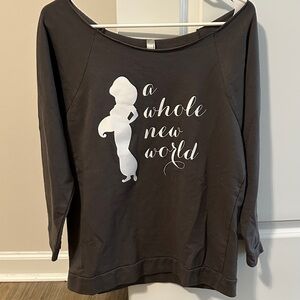Gray “a whole new world” Sweatshirt featuring jasmine